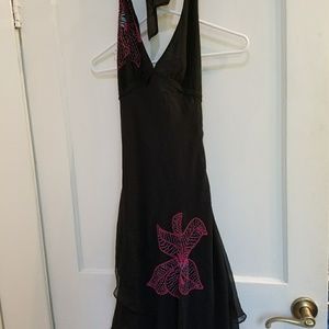 Black chiffon halter dress